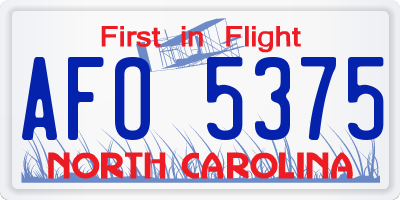 NC license plate AFO5375