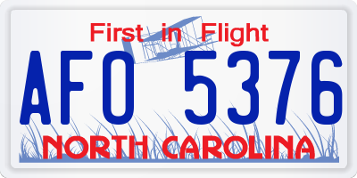 NC license plate AFO5376