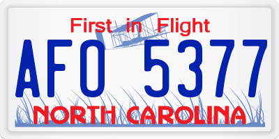NC license plate AFO5377