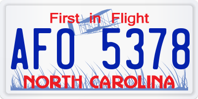 NC license plate AFO5378