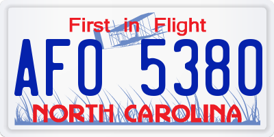 NC license plate AFO5380