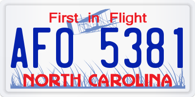 NC license plate AFO5381