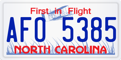 NC license plate AFO5385