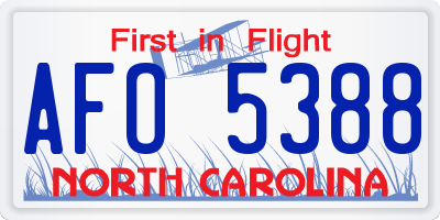 NC license plate AFO5388