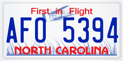NC license plate AFO5394