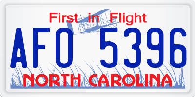 NC license plate AFO5396