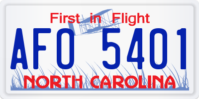 NC license plate AFO5401