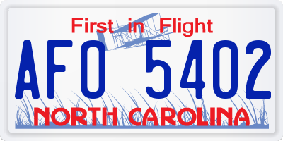 NC license plate AFO5402