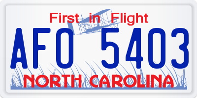 NC license plate AFO5403