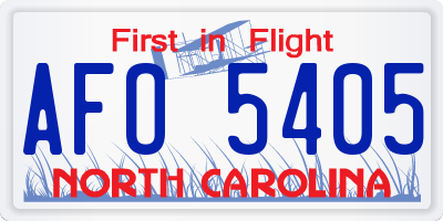 NC license plate AFO5405