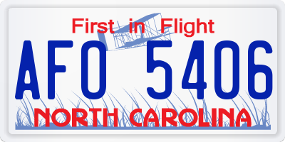 NC license plate AFO5406