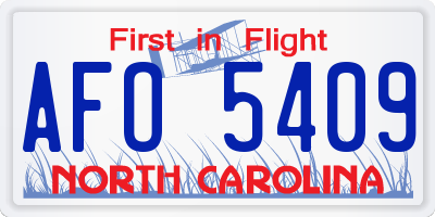 NC license plate AFO5409