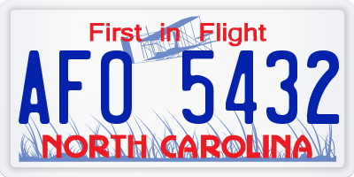 NC license plate AFO5432