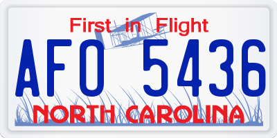 NC license plate AFO5436