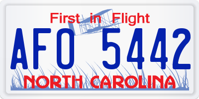 NC license plate AFO5442