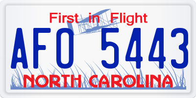 NC license plate AFO5443