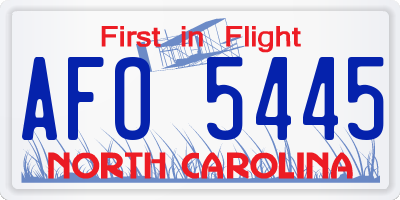 NC license plate AFO5445