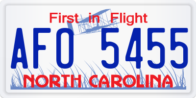 NC license plate AFO5455