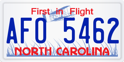 NC license plate AFO5462