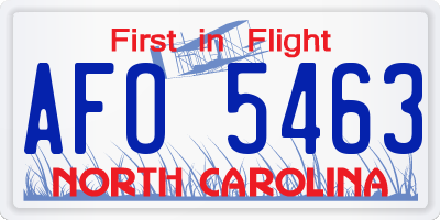 NC license plate AFO5463