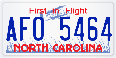 NC license plate AFO5464
