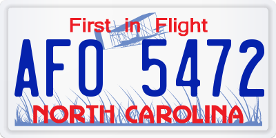 NC license plate AFO5472