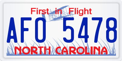 NC license plate AFO5478