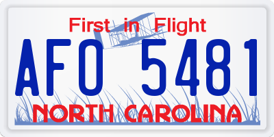 NC license plate AFO5481