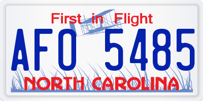 NC license plate AFO5485
