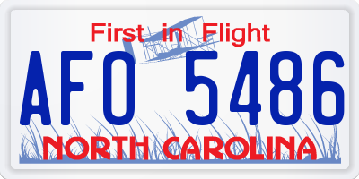 NC license plate AFO5486