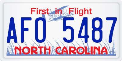 NC license plate AFO5487
