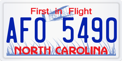 NC license plate AFO5490