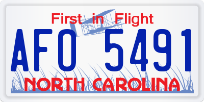 NC license plate AFO5491