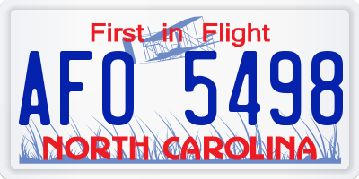 NC license plate AFO5498