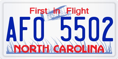 NC license plate AFO5502