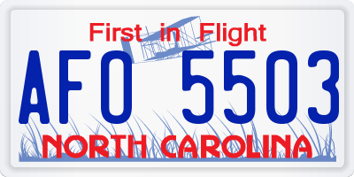 NC license plate AFO5503