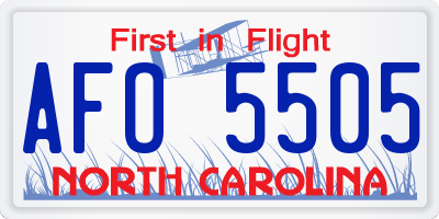 NC license plate AFO5505
