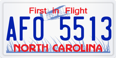NC license plate AFO5513