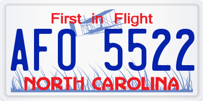 NC license plate AFO5522