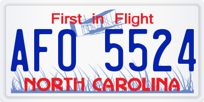 NC license plate AFO5524