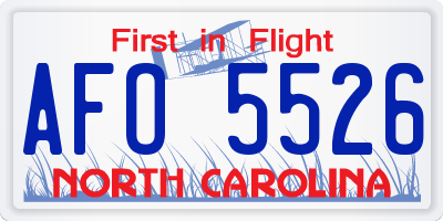 NC license plate AFO5526