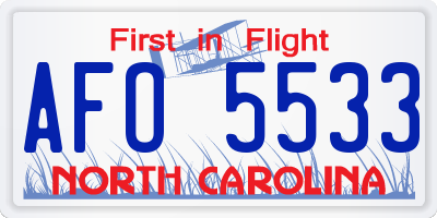 NC license plate AFO5533
