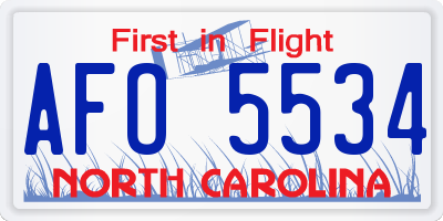 NC license plate AFO5534