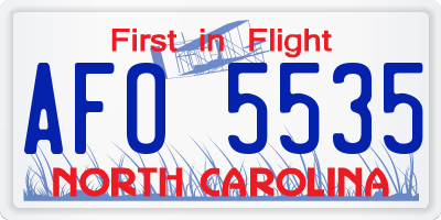 NC license plate AFO5535