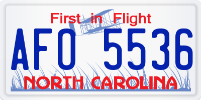 NC license plate AFO5536