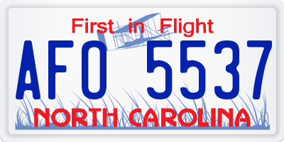 NC license plate AFO5537