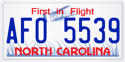 NC license plate AFO5539