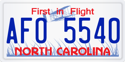 NC license plate AFO5540