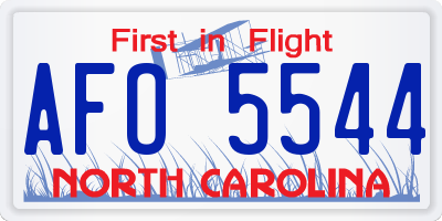 NC license plate AFO5544