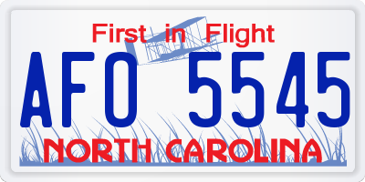 NC license plate AFO5545